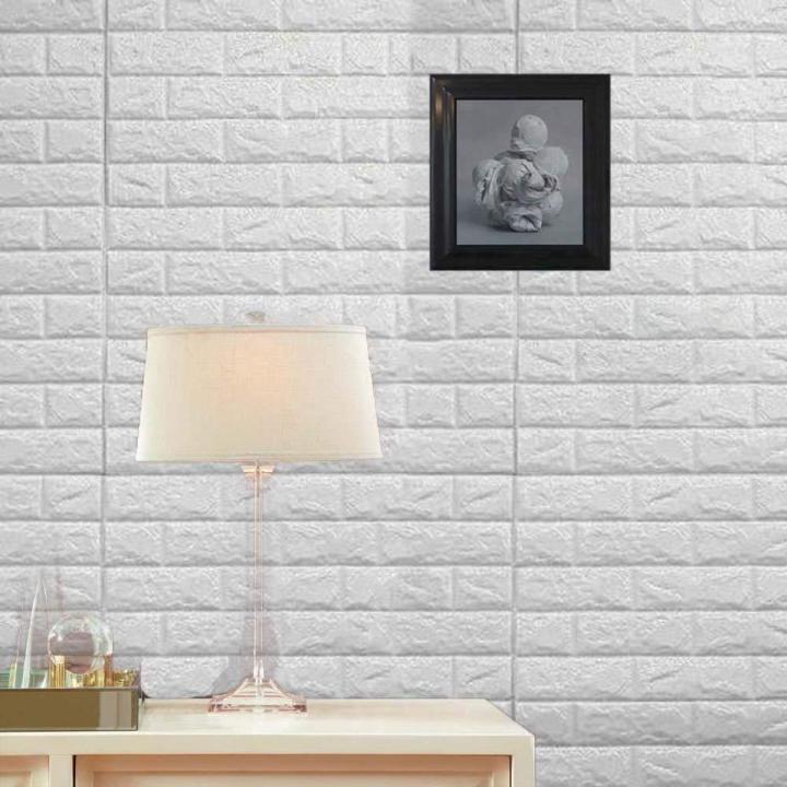 3d Wall Sticker White Brick Sheet | Bedroom Home Decor Waterproof Self Adhesive Living Room Wallpaper(70×77 Cm