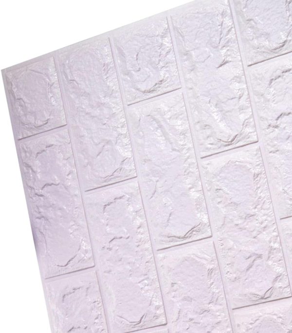 3d Wall Sticker White Brick Sheet | Bedroom Home Decor Waterproof Self Adhesive Living Room Wallpaper(70×77 Cm