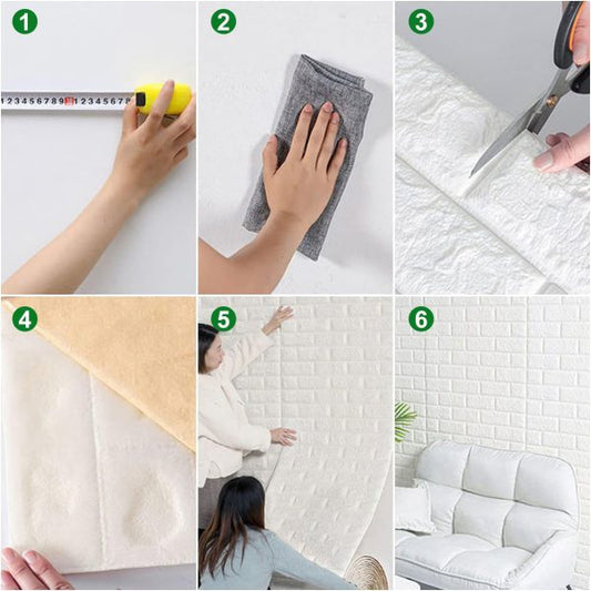 3d Wall Sticker White Brick Sheet | Bedroom Home Decor Waterproof Self Adhesive Living Room Wallpaper(70×77 Cm